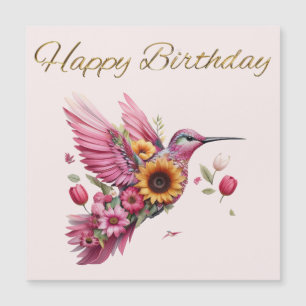 Kolibri fliegt mit Blumen Alles Gute zum Geburtsta Magnetkarte