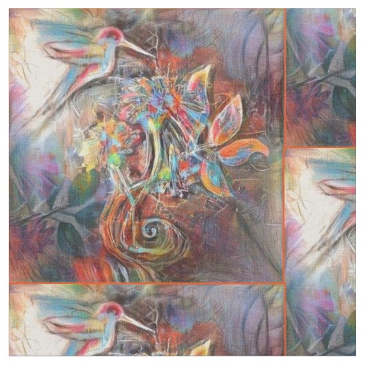 Kolibri-Flug-weiche Pastell-Kunst Stoff (Nahaufnahme)