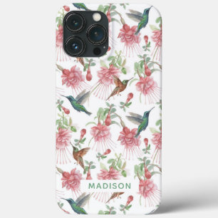 Kolibri Fuchsia Aquarell Blumen Personalisiert Case-Mate iPhone Hülle