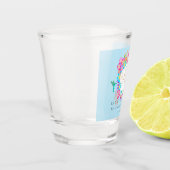 Kolibri-Garten-Monogramm Blau Schnapsglas (Links)