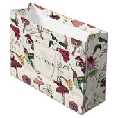 Kolibri-Garten-Monogramm Große Geschenktüte (Vorderseite Schrägansicht)