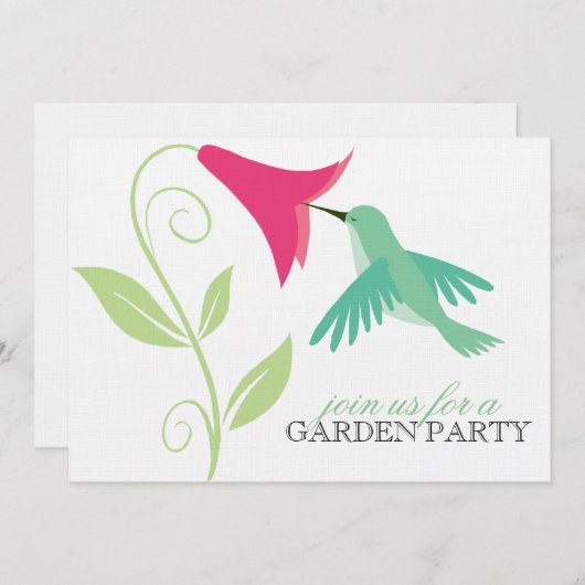 Kolibri-Garten-Party Einladung (Vorne/Hinten)
