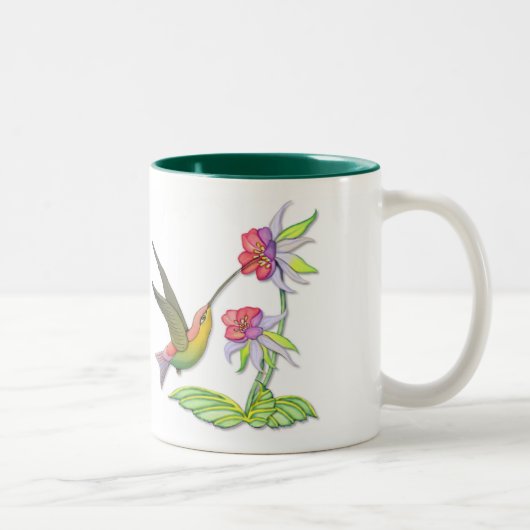 Kolibri-Garten Zweifarbige Tasse (Rechts)