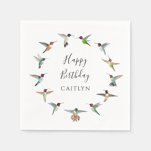 Kolibri-Geburtstag Serviette (Vorderseite)