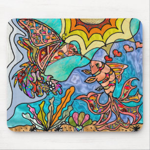Kolibri Goldfisch Reflexion Fantasy Mauspad