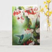 Kolibri-Gruß-Karte en Pointe Karte (Gelbe Blume)