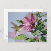 Kolibri handbemalt postkarte (Vorne/Hinten)