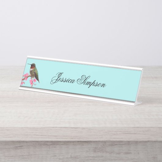 Kolibri-hängendes Namensschild-Nummernschild Schreibtischnamensplakette (Vorderseite )