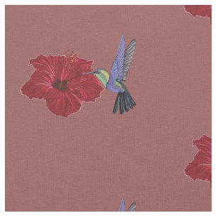 Kolibri-Hibiskus-Blumenkunst Stoff