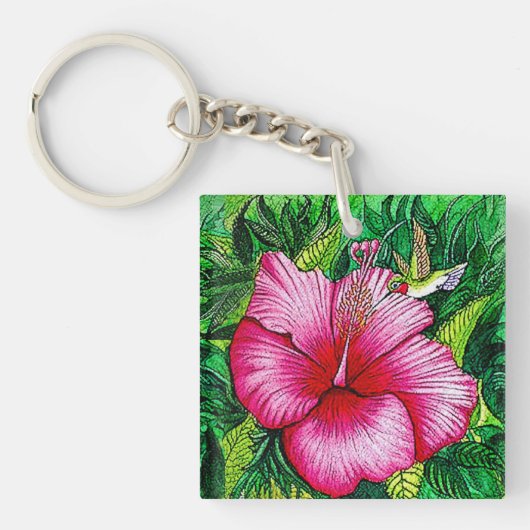 Kolibri Hibiskus Schlüsselanhänger (Vorderseite)