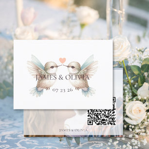 Kolibri-Hochzeit Foto RSVP QR Code Karte