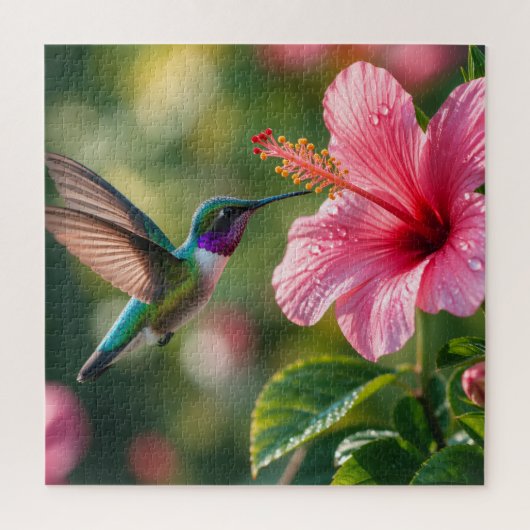 Kolibri in Blüte Puzzle (Vertikal)