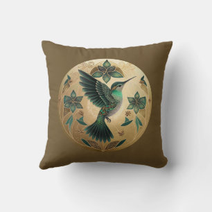 Kolibri in Goldener Kugel  Kissen