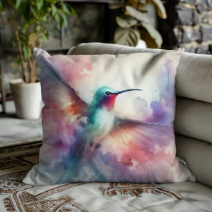 Kolibri in Wasserfarben elegant Kissen