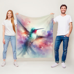 Kolibri in Wasserfarben - Eleganz Fleecedecke