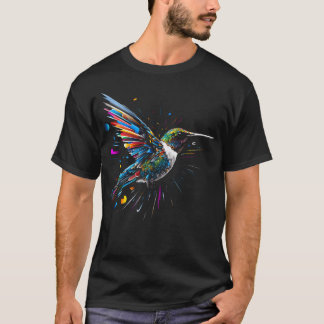 Kolibri Kunst Farbige Tier-Polygon-Vogel T-Shirt