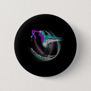 Kolibri Lila Blaues Band Prävention Button