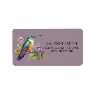 Kolibri Lila Blumen Adresse Adressaufkleber