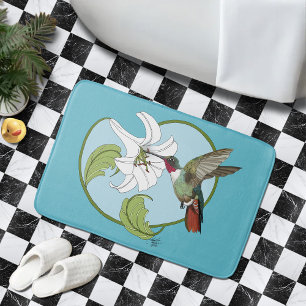 Kolibri-Lilie Blau Art Nouveau  Badematte