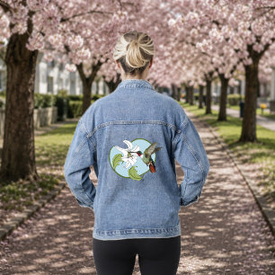 Kolibri-Lilie Blau Art Nouveau  Jeansjacke