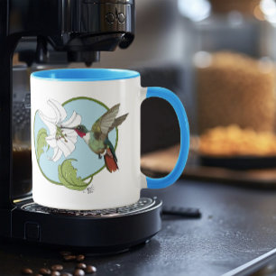 Kolibri-Lilie Blau Art Nouveau Tasse