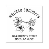 Kolibri-Lilien-Blumen-Bogiger Name Adresse Permastempel (Design)