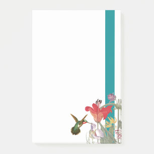 Kolibri-Lilienblumen-Teal-Streifen-Post-It-Notizen Post-it Klebezettel