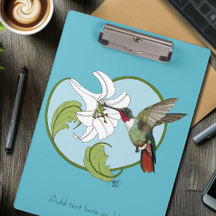 Kolibri Lily Blau Art Nouveau Klemmbrett