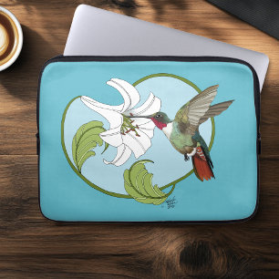 Kolibri Lily Blau Art Nouveau  Laptopschutzhülle
