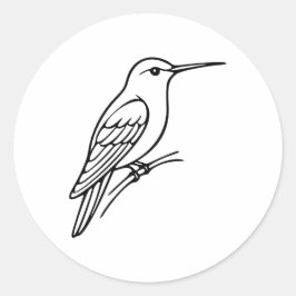Kolibri-Linienkunst – Vogelillustration Runder Aufkleber
