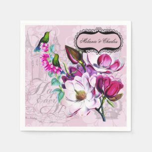 Kolibri-Magnolien-Hochzeitspapier-Servietten Serviette