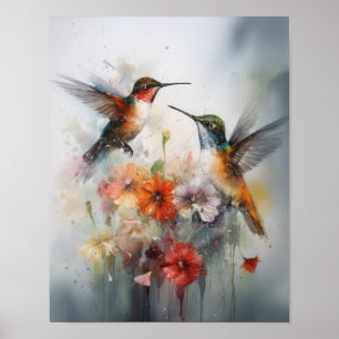 Kolibri-Malerei-Kunstposter Poster