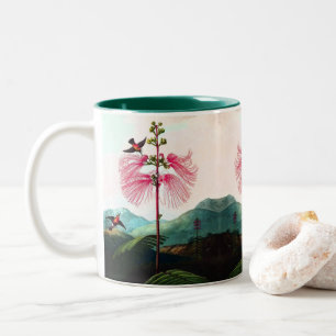 Kolibri-Mimosen-Baum-Vogel vintage Heade Zweifarbige Tasse