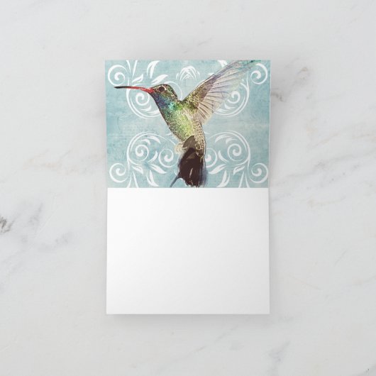 Kolibri mit blühen Hintergrund Dankeskarte (Innenseite)