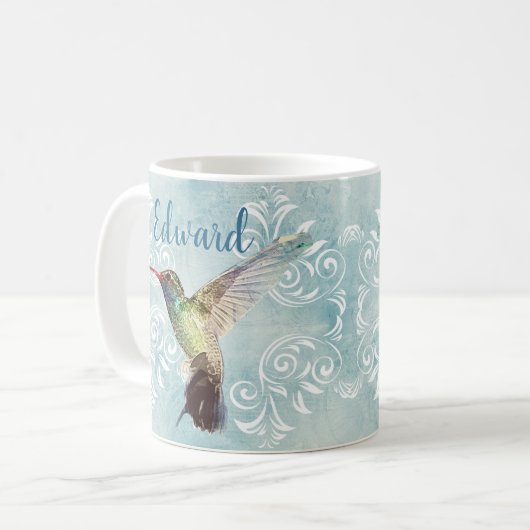 Kolibri mit blühen Hintergrund Kaffeetasse (Vorderseite Links)
