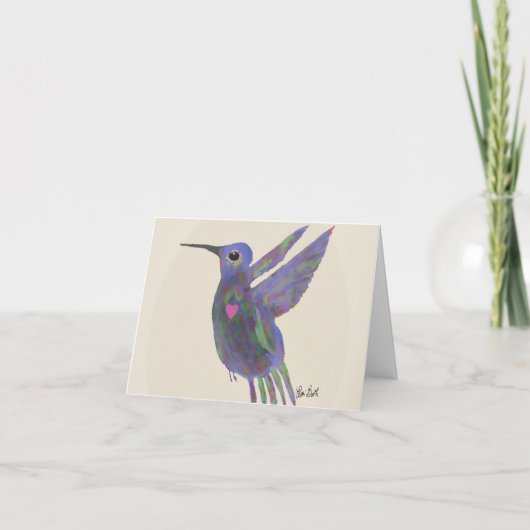 Kolibri mit Herz Danke Karte (Vorderseite)