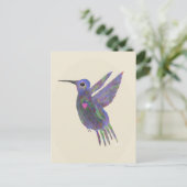 Kolibri mit Herz Postkarte (Stehend Vorderseite)