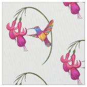 Kolibri mit pinkfarbener Blüte Stoff (Nahaufnahme)