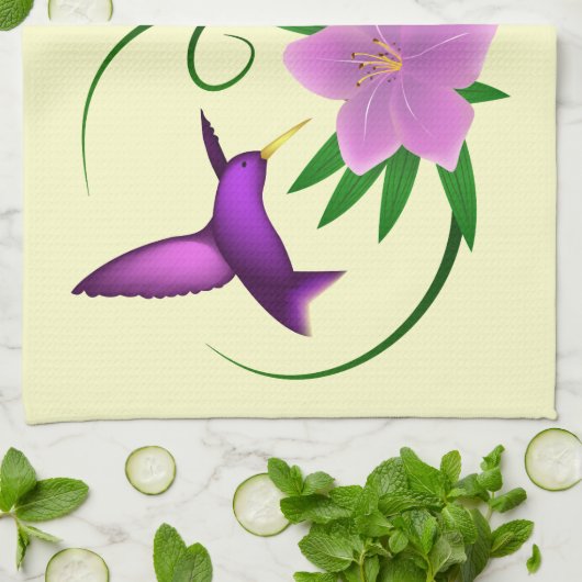 Kolibri mit rosa Blume Handtuch (Gefaltet)