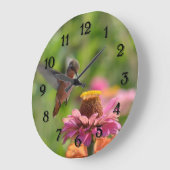 Kolibri mit Zinnia-Blume Große Wanduhr (Winkel)