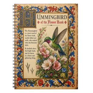 Kolibri, mittelalterliche Bestiarien-Kunst Notizblock