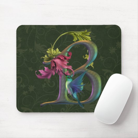 Kolibri-Monogramm B Mousepad (Mit Mouse)