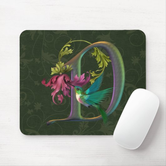 Kolibri-Monogramm D Mousepad (Mit Mouse)