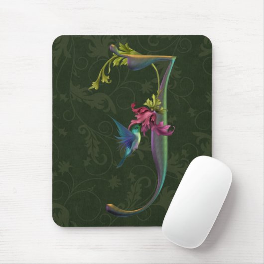 Kolibri-Monogramm J Mousepad (Mit Mouse)
