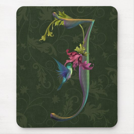 Kolibri-Monogramm J Mousepad (Vorne)
