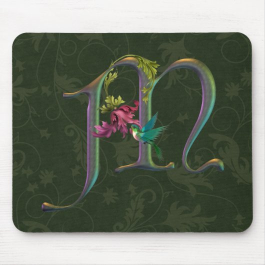 Kolibri-Monogramm M Mousepad (Vorne)