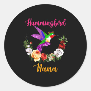 Kolibri-Nana-Blumen-Vogel-Fliege-Liebhaber-Mutter Runder Aufkleber