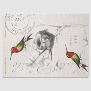 Kolibri-Nest Vintage-Französischer-Poststempel-Dec Seidenpapier