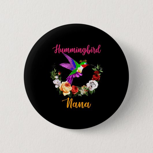 Kolibri Oma Blumen Vogel Fliege Liebhaber Mutter Button (Vorderseite)