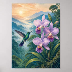 Kolibri-Orchideen-Plakat 'Cloud Forest' 30x40 cm Poster